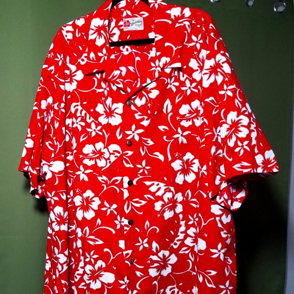 Mens Hilo Hattie 5xl Holiday Red Hibiscus